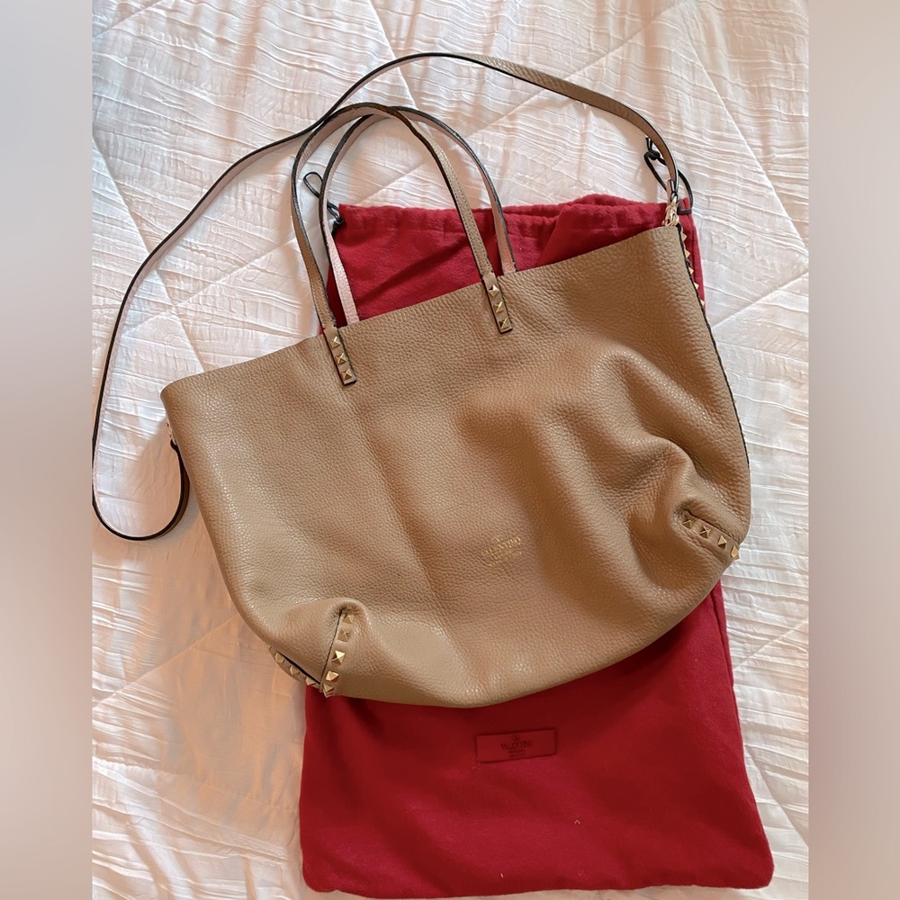 Valentino Reversible Tote Bag Tan and/or Pink
